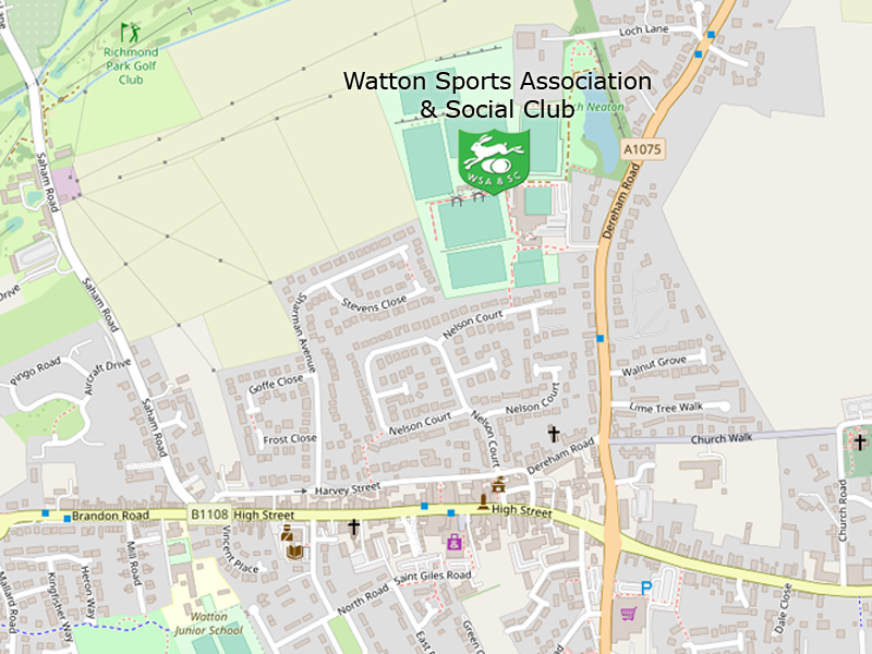 Location map for Watton Sports Association & Social Club.