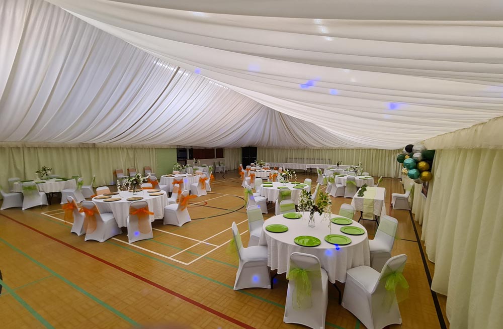 Our hall at Watton Sports & Social Centre with an Internal Marquee. Our hall at Watton Sports & Social Centre with an Internal Marquee.