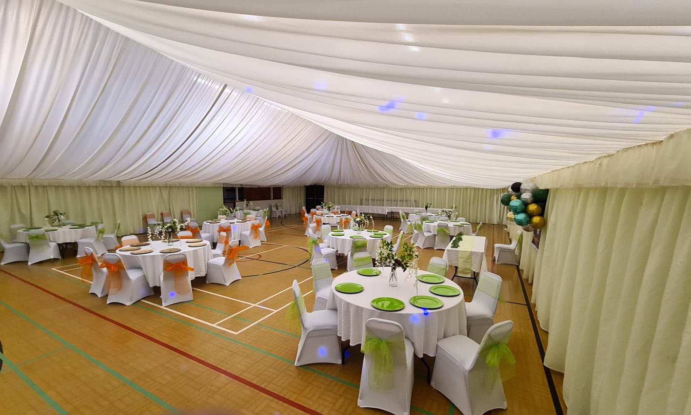 Our hall at Watton Sports & Social Centre with an Internal Marquee. Our hall at Watton Sports & Social Centre with an Internal Marquee.
